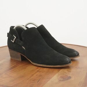 Caslon Womens Toby Ankle Boots Block Heel Buckle Strap Black Nubuck Leather 9M